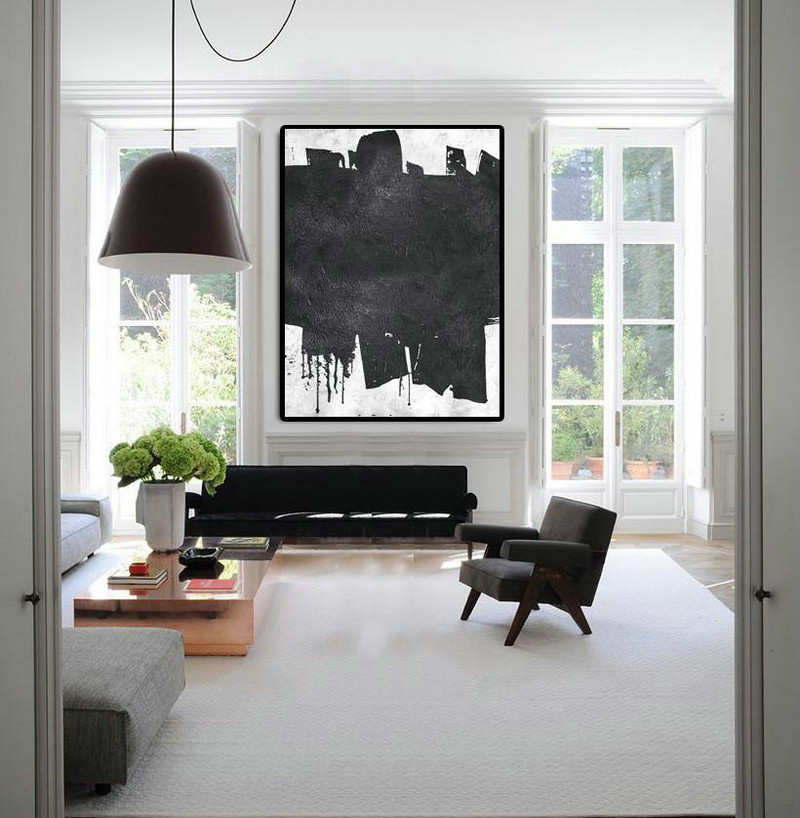 Modern Canvas Art,Black And White Minimal Painting On Canvas - Custom Oil Painting